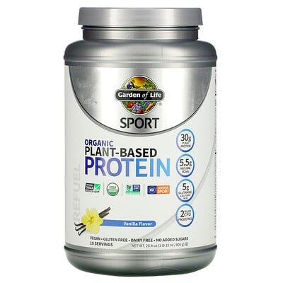 Garden of Life Sport, Organic Plant-Based Protein, Refuel, Vanilla, 28.4 oz (806 g)