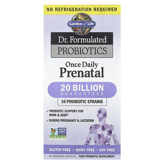 Garden of Life, Probióticos formulados por un médico, Suplemento prenatal de una ingesta por día (no requiere refrigeración), 30 cápsulas vegetales