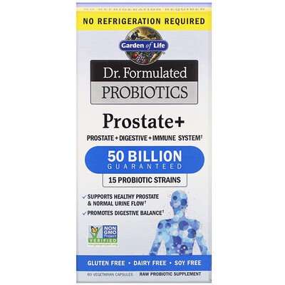 Garden of Life Dr. Formulated Probiotics, Prostate+, 60 вегетарианских капсул