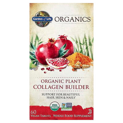 Garden of Life, MiTipo orgánico, Generador de colágeno en base a plantas orgánicas, 60 tabletas veganas
