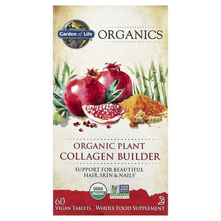 Garden of Life, MiTipo orgánico, Generador de colágeno en base a plantas orgánicas, 60 tabletas veganas