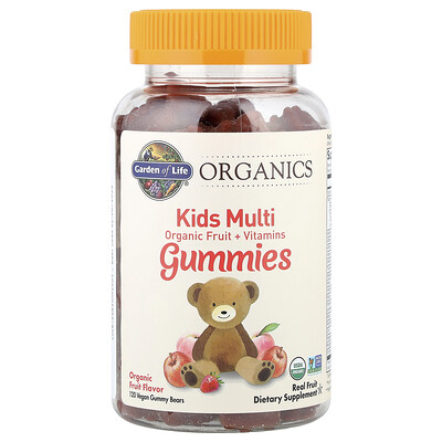 Garden Of Life , Kids Multi Gummies, Organic Fruit + Vitamins, Fruit, 120 Vegan Gummy Bears