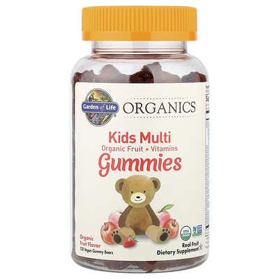 Product Image for Garden of Life, Organics, Kids Multi Gummies, Organic Fruit + Vitamins, Fruit, 120 Vegan Gummy Bears