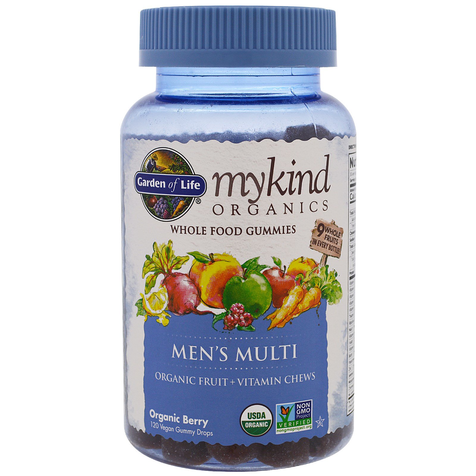 Garden of Life, Mykind Organics, поливитамины для мужчин, органическая ягода, 120 жевательных конфет