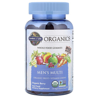 Garden of Life, Organics, мультивитаминные жевательные таблетки для мужчин, со вкусом органических ягод, 120 веганских жевательных таблеток