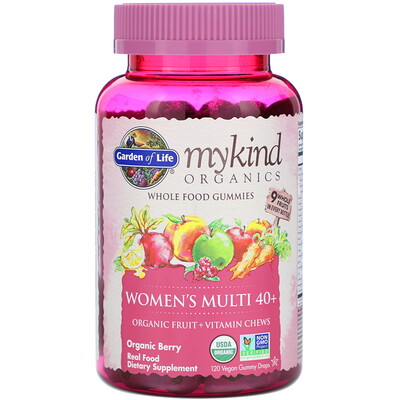 Garden of Life MyKind Organics, мультивитамины для женщин в возрасте от 40 лет, органические ягоды, 120 веганских жевательных конфет