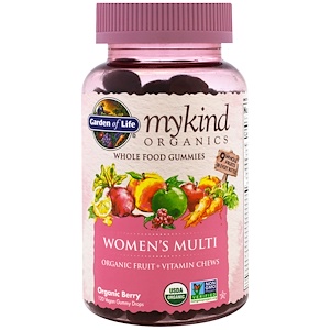 Garden of Life, Mykind Organics, женские мультивитамины, органические ягоды, 120 жевательных конфет