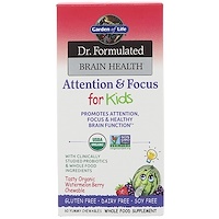 Dr. Formulated для мозга, внимания и концентрации у детей, вкус органического арбуза и ягод, 60 вкусных жевательных таблеток - изображение