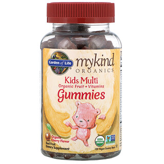 Garden of Life, MyKind Organics, детский мультивитамин, органический ароматизатор со вкусом вишни, 120 веганских жевательных конфет в форме мишек