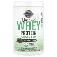 Organic Whey Protein Grass Fed, Chocolate Cacao, 13.96 oz (396 g)