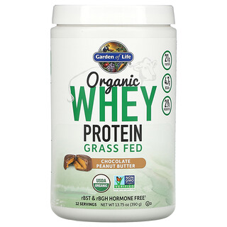 Garden of Life, Organic Whey Protein, Grass-Fed, Chocolate Peanut Butter, 13.75 oz (390 g)