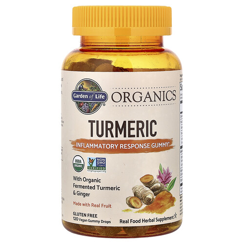 Garden of Life, Organics, Turmeric Gummies, Kurkuma-Fruchtgummis, 120 vegane Fruchtgummidrops
