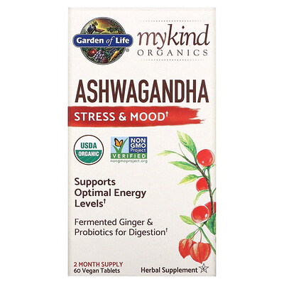 

Garden of Life MyKind Organics Ashwagandha Stress & Mood 60 Vegan Tablets
