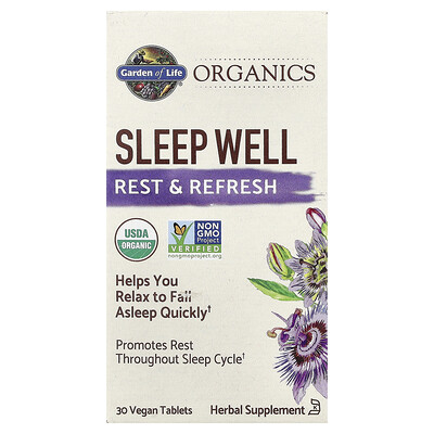 Product Image for Garden of Life, Organics, Sleep Well, 30 Vegan Tablets