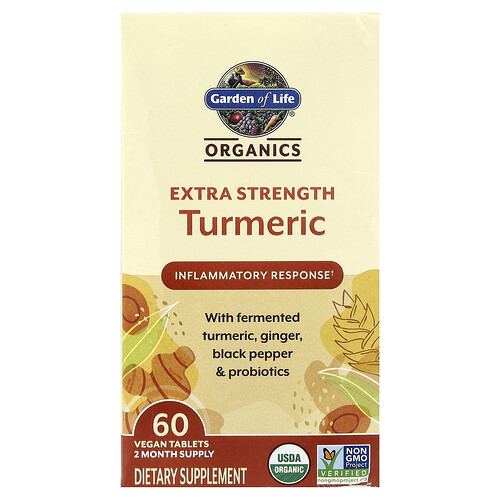 Garden of Life, Organics, Turmeric, Kurkuma, Entzündungsreaktion, 60 vegane Tabletten