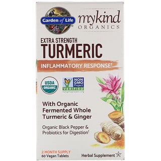 Garden of Life, MyKind Organics, Extra Strength Turmeric, extra starkes Kurkuma, zur Behandlung von Entzündungen, 60 vegane Tabletten
