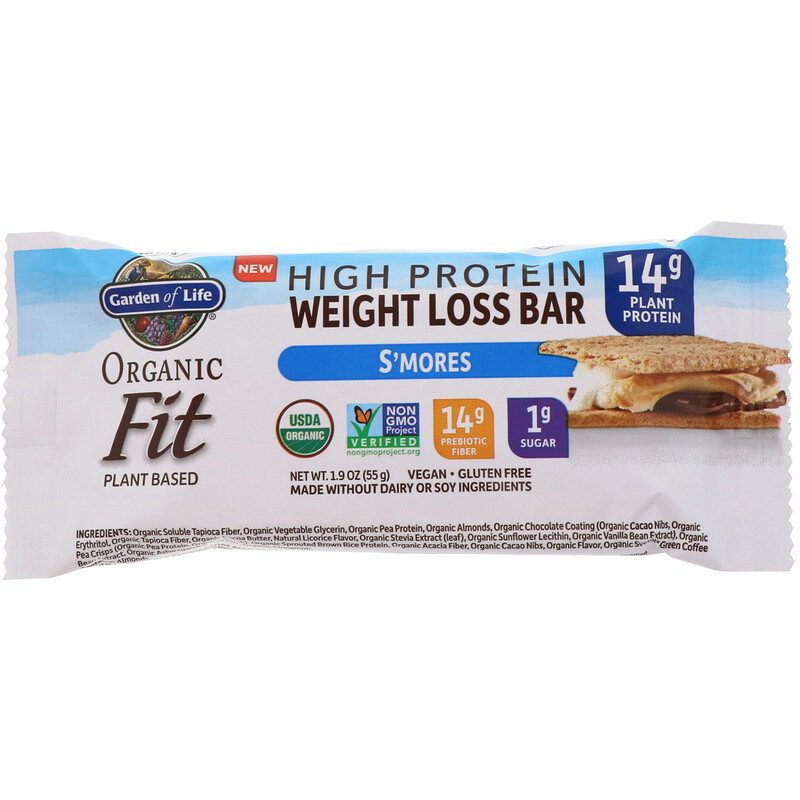 Garden of Life, Organic Fit, High Protein Weight Loss Bar, S'mores, 12 Bars, 1.9 oz (55 g) Each