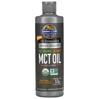 Garden of Life, Dr. Formulated Brain Health, 100% Organic Coconut MCT Oil, Bio-Kokosnuss-MCT-Öl, geschmacksneutral, 473 ml (16 fl. oz.)