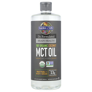 Garden of Life, Dr. Formulated Brain Health, 100% Bio-Kokosnuss-MCT-Öl für die Gesundheit des Gehirns, geschmacksneutral, 946 ml (32 fl. oz.)