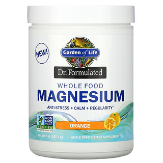 Garden of Life, يوفر Dr. Formulated، مسحوق مغنيسيوم من الأغذية الكاملة، نكهة البرتقال، 7 أونصة (197.4 جم)