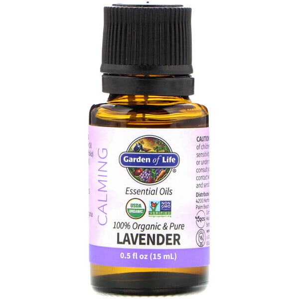 Garden of Life‏, 100% Organic & Pure, Essential Oils, Calming, Lavender, 0.5 fl oz (15 ml)