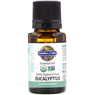 

Garden of Life 100% Organic & Pure, Essential Oils, Focus, Eucalyptus, 0.5 fl oz (15 ml)