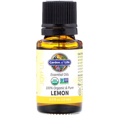 

Garden of Life 100% Organic & Pure, Essential Oils, Joyful, Lemon, 0.5 fl oz (15 ml)