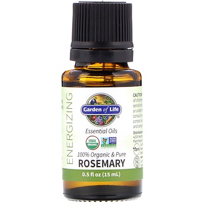 Garden of Life 100% Organic & Pure, Essential Oils, Energizing, Rosemary, 0.5 fl oz (15 ml)