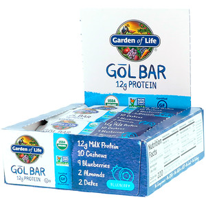 Отзывы о Гарден оф Лайф, GOL Bars, Blueberry, 12 Bars, 2.11 oz (60 g) Each