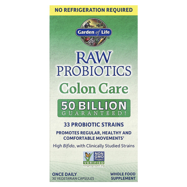 Garden of Life RAW Probiotics, Colon Care, Shelf-Stable, 30 Vegetarian Capsules