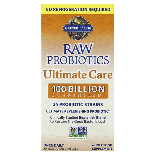Garden of Life, RAW Probiotics, Ultimate Care, Probiotika, haltbar, 30 pflanzliche Kapseln