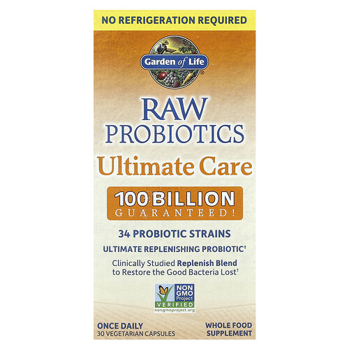 Garden Of Life RAW Probiotics, Ultimate Care, Shelf-Stable, 30 Vegetarian Capsules