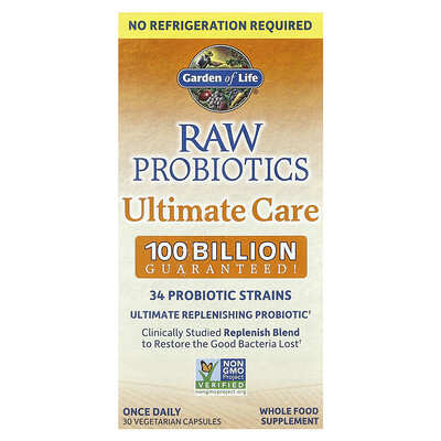 Product Image for Garden of Life, RAW Probiotics, Ultimate Care, Shelf-Stable, 30 Vegetarian Capsules