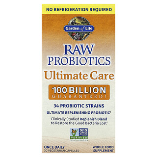 Garden of Life, RAW Probiotics, Ultimate Care, Shelf-Stable, 30 Vegetarian Capsules