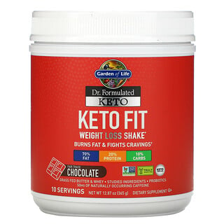 Garden of Life, Dr. Formulated Keto Fit Weight Loss Shake, Chocolate, 12.87 oz (365 g)
