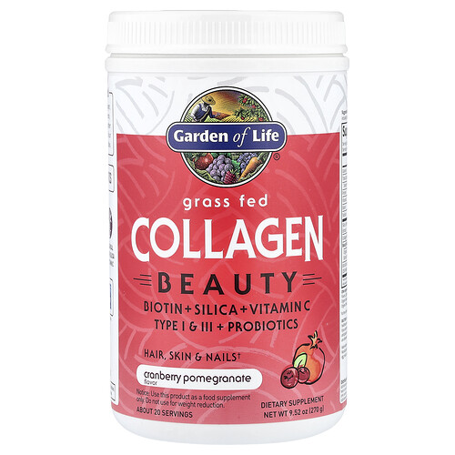 Garden of Life, Kollagen von Gras gefütterten Rindern für die Schönheit, Kranbeeren-Granatapfel-Geschmack, 270 g (9,52 oz)