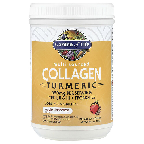Garden of Life, Kollagen-Gelbwurz aus mehreren Bezugsquellen, Apfelzimt-Geschmack, 220 g (7,76 oz)