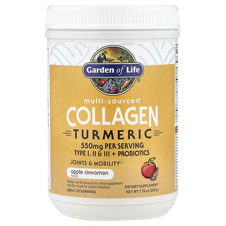 Garden of Life, Cúrcuma con colágeno de múltiples fuentes, Manzana y canela, 220 g (7,76 oz)