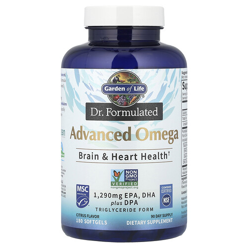 Garden Of Life Dr. Formulated, Advanced Omega, Citrus, 180 Softgels