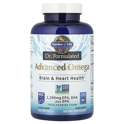 Product Image for Garden of Life, Dr. Formulated, Advanced Omega, Citrus, 180 Softgels