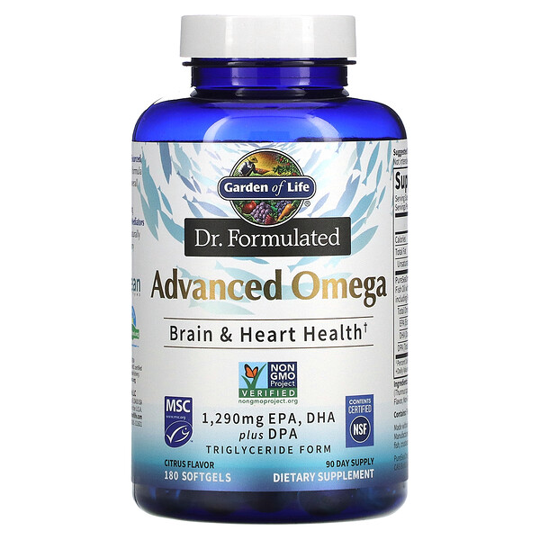 Garden of Life, Dr. Formulated, Advanced Omega, Citrus, 180 Softgels
