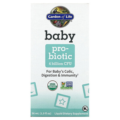 

Garden of Life Baby Probiotic пробиотик для детей 4 млрд КОЕ 56 мл (1 9 жидк. унций)