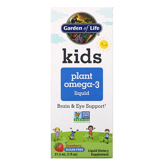 Garden of Life, 兒童植物 Omega-3 液體，草莓味，2 液量盎司（57.5 毫升）