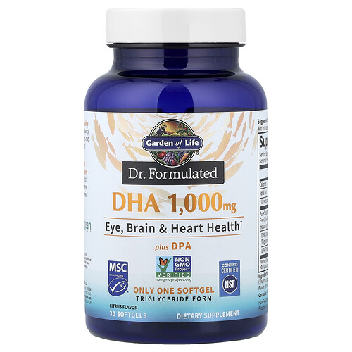 Garden Of Life Dr. Formulated DHA plus DPA, Citrus, 30 Softgels
