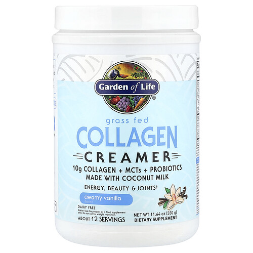 Garden Of Life Grass Fed Collagen Creamer, Creamy Vanilla, 11.64 oz (330 g)