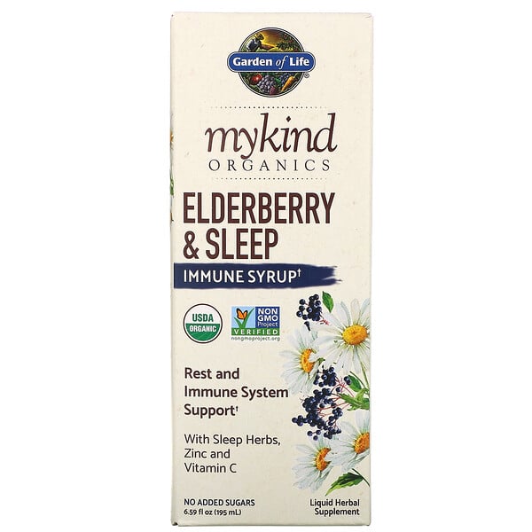 MyKind 有机，接骨木果和睡眠免疫糖浆，6.59 盎司（195 毫升）
