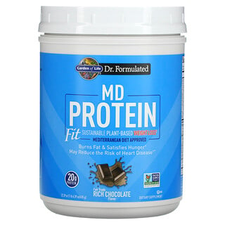 Garden of Life, MD Protein, для устойчивого снижения веса на растительной основе, насыщенный шоколад, 635 г (22,39 унции)