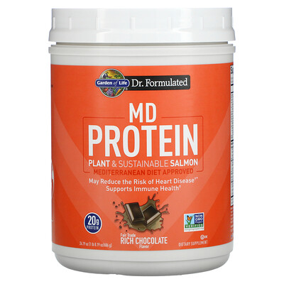 

Garden of Life MD Protein Лосось из растений и экологически чистых продуктов насыщенный шоколад 24 19 унции (686 г)