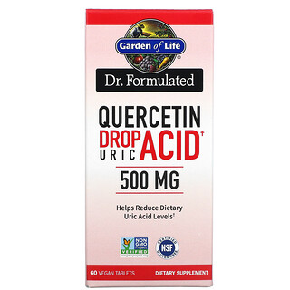 Garden of Life, Dr. Formulated, Quercetin Drop Uric Acid, 500 mg, 60 Vegan Tablets