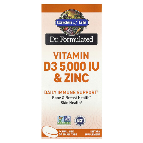 Garden of Life Vitamine D3 et zinc, 30 comprimés